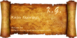Kain Györgyi névjegykártya